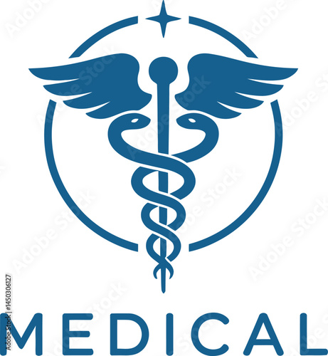 Medical Logo Design with Caduceus Symbol icon design on white background