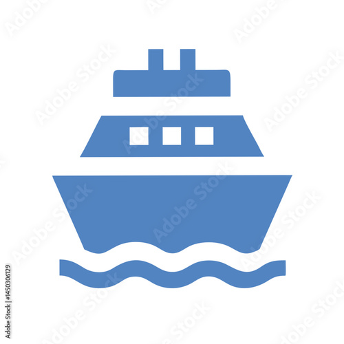 Cruise ship icon in minimalist style against a white background  