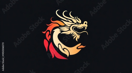 Wallpaper Mural Fiery Dragon Symbol, Ornate Design Torontodigital.ca