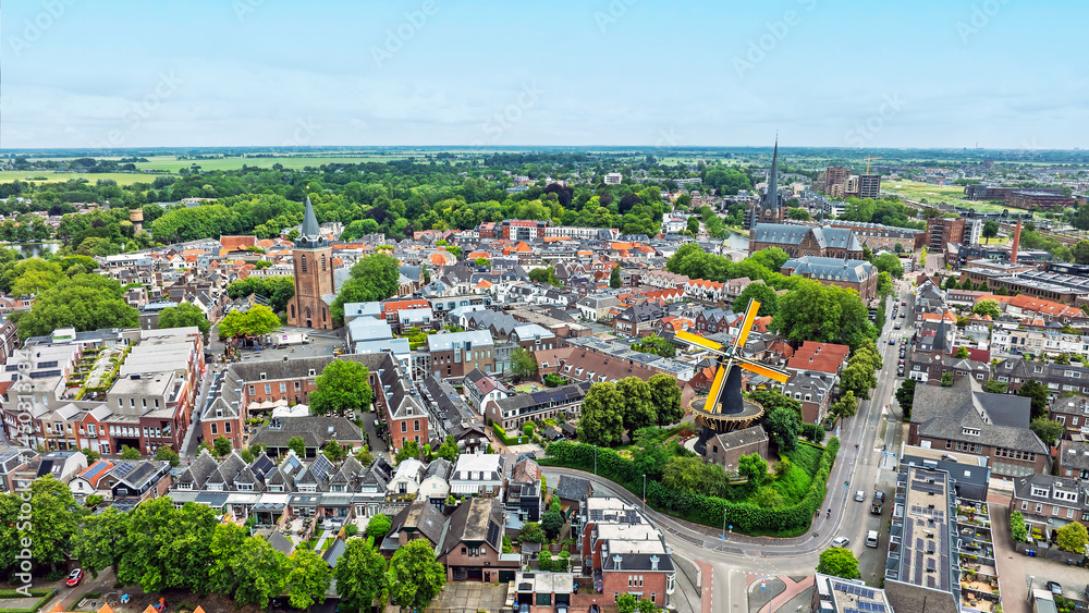 Fototapeta premium Aerial from the city Woerden in the Netherlands