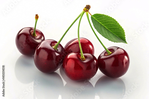 Fresh and Juicy Cherries on a Clean White Background