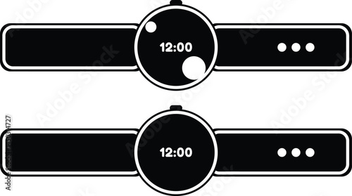 Minimalist Wristwatch or Smartwatch Set Showing Time Variations