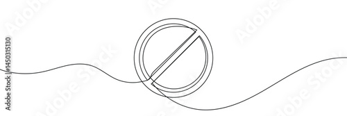 Linear prohibition continuous sign vector. Black stop sign drawn line. The no sign is a continuous line. Vector linear design ban .Vector Illustration .EPS 10 .