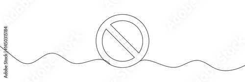 Linear prohibition continuous sign vector. Black stop sign drawn line. The no sign is a continuous line. Vector linear design ban .Vector Illustration .EPS 10 .