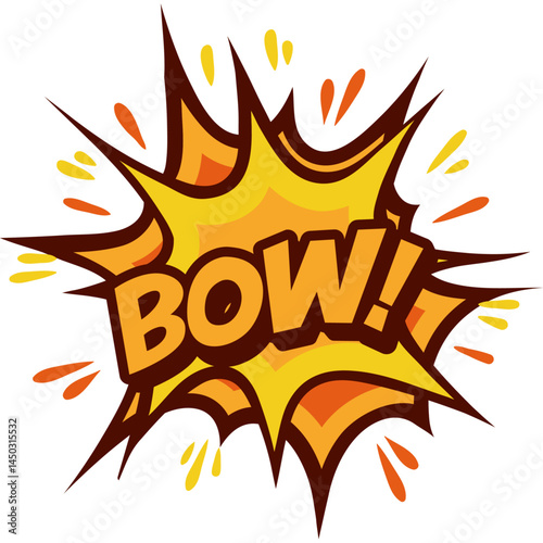 Comic explosion graphic with BOW! text