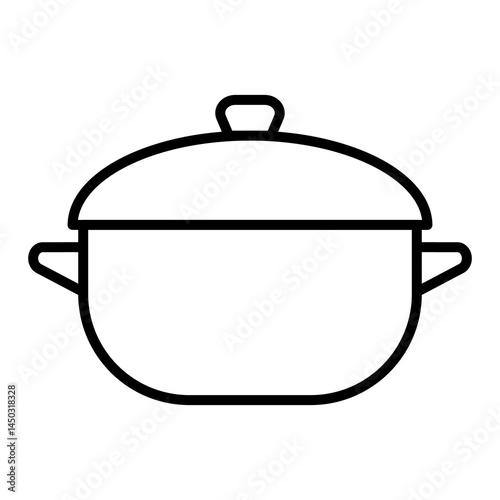 
Illustration of a black icon of a cooking pot on a white background