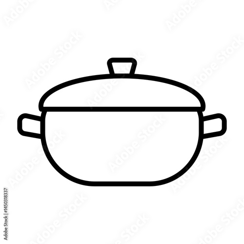 
Illustration of a black icon of a cooking pot on a white background