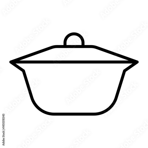 
Illustration of a black icon of a cooking pot on a white background