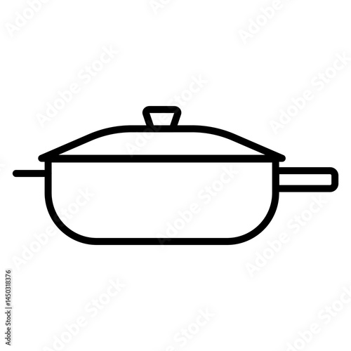 
Illustration of a black icon of a cooking pot on a white background