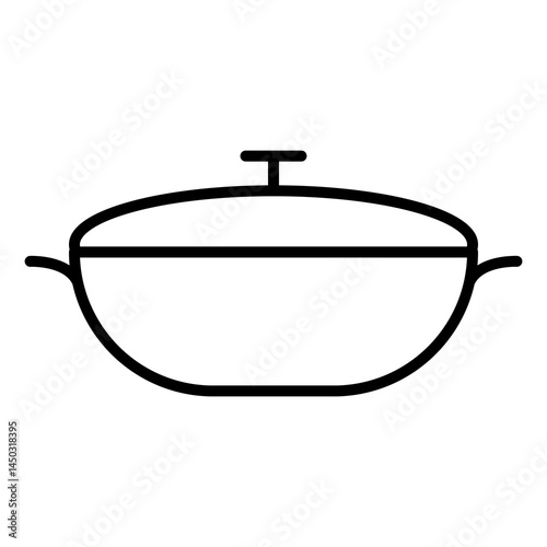 
Illustration of a black icon of a cooking pot on a white background