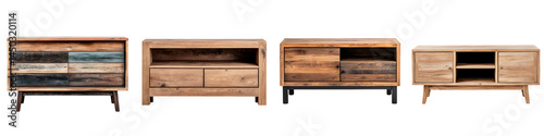 Wooden furniture with shelves and drawers for media console or entertainment center