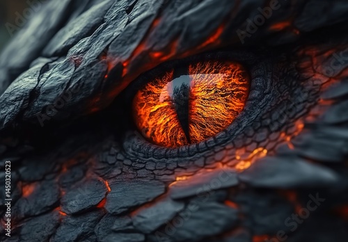 Wallpaper Mural Dragon eye close-up with orange-red iris and lava-like skin texture. Torontodigital.ca