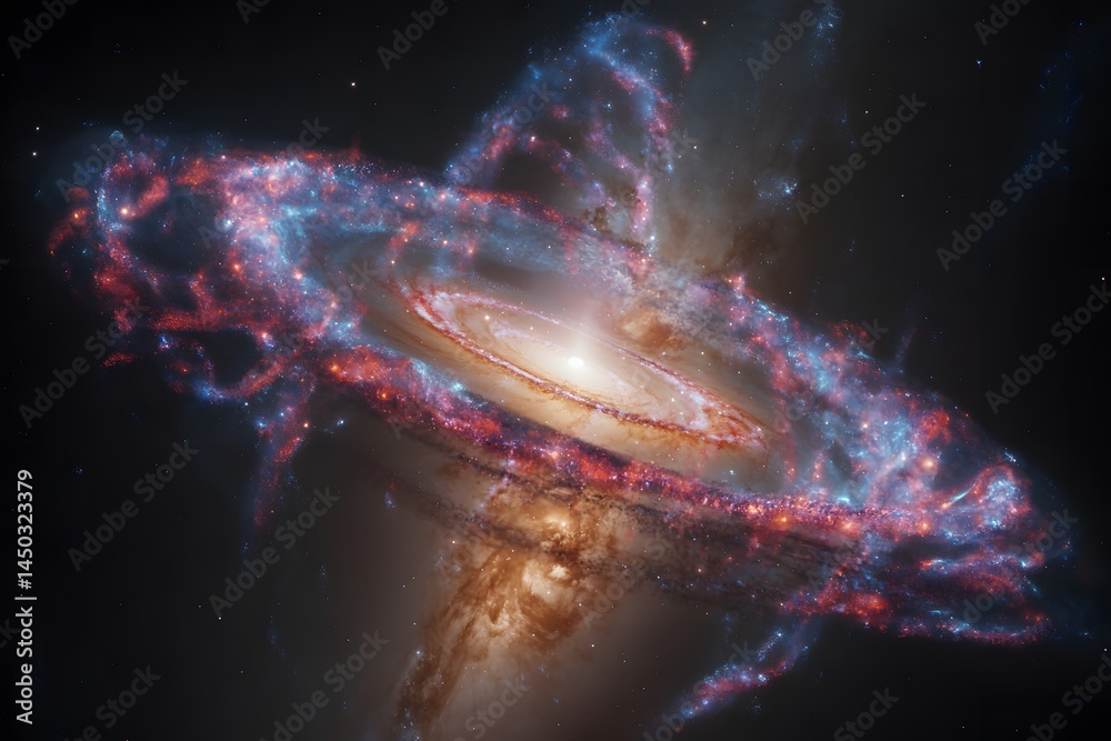 Bright Galaxy in Nebula Cloud Bright Galaxy in Nebula Cloud