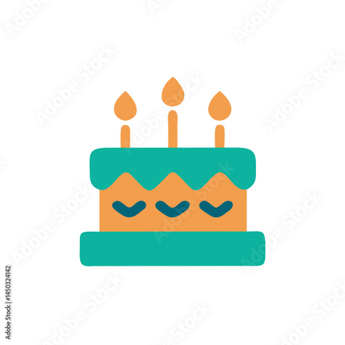 Birthday cake with candles in a colorful, festive style  