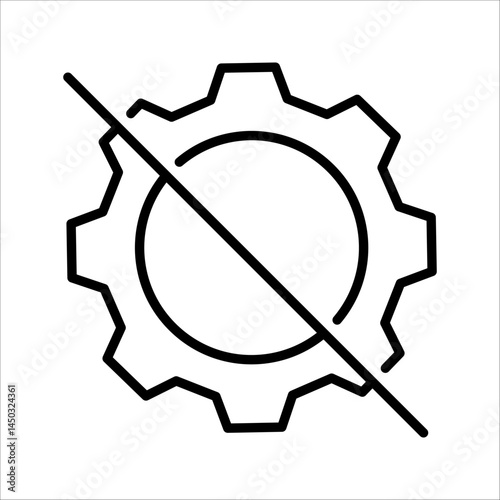 No gear Icon set. Symbol isolated white background. vector illustration. color editable.