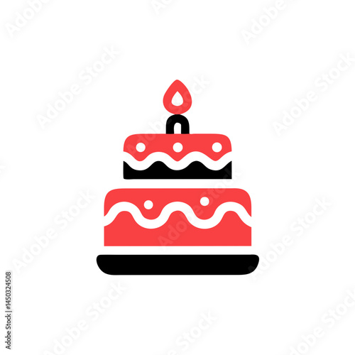 Personalized cake illustration in bright colors with a candle  