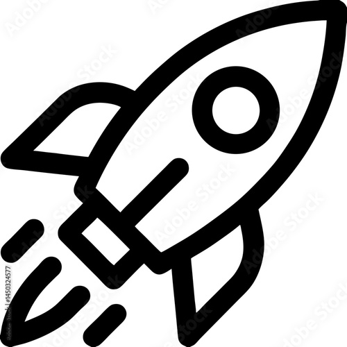 Rocket icon, launch and space exploration symbol illustration