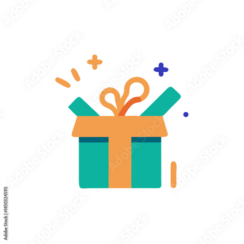 Surprise gift box with colorful ribbons and decorations  