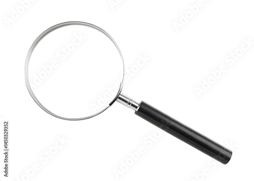 Versatile magnifying glass with a chic black handle suitable for various tasks isolated on white background PNG photo