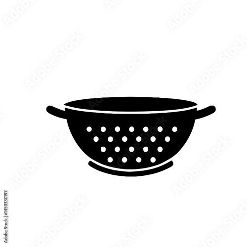 Kitchen items colander silhouette on a white background  