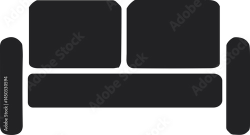 Modern black sofa silhouette in minimalist style  