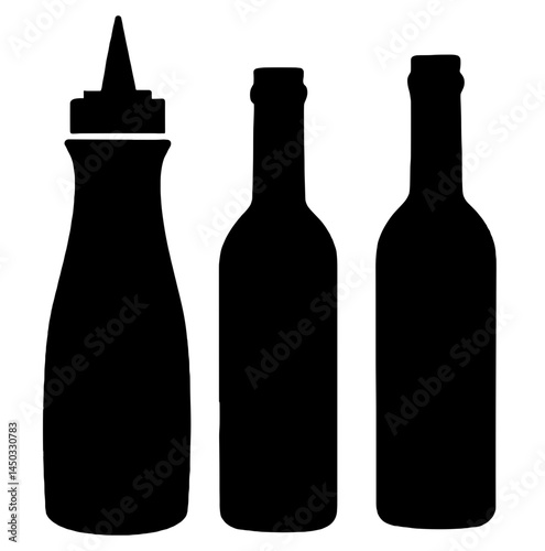 Kitchen Items - Silhouettes of Bottles and Condiments  