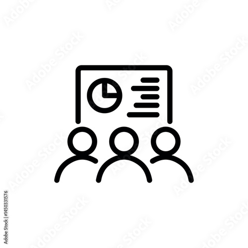 Meeting line icon. Containing seminar, business meeting, presentation, interview, conference, assembly, agreement and discussion icons. Solid icon collection. Vector illustration