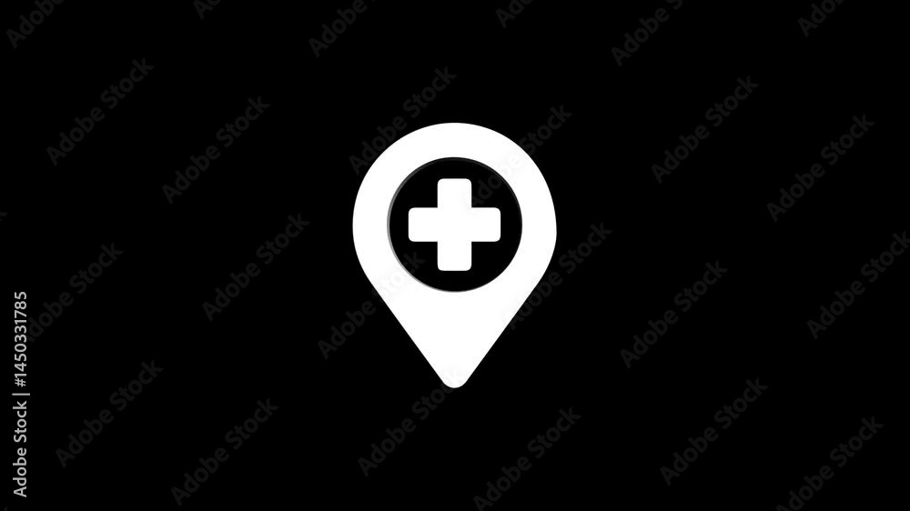 hospital clinic location 3d pin animation of red spinning in Green, blue, black & white background. rotating on 4k graphic pins gps pointer map hospital clinic location 3d pin animation of red spinning in Green, blue, black & white background. rotating on 4k graphic pins gps pointer map