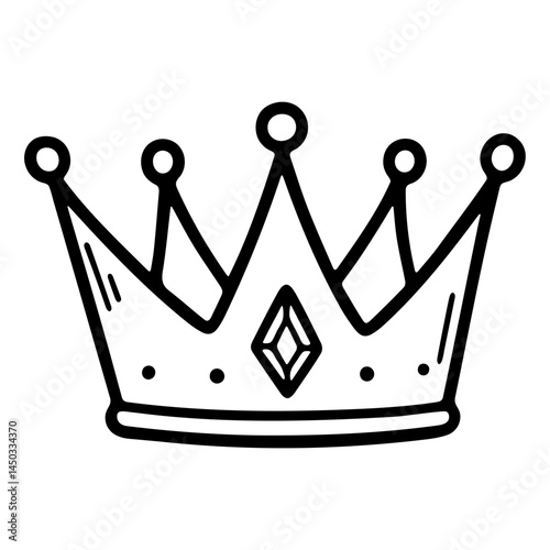 black and white crown, ornate royal crown, detailed decorative crown, stylized crown illustration, crown icon
