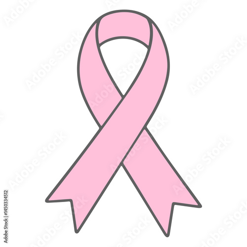 pink ribbon, ribbon symbol, breast cancer awareness, simple flat design, minimalist icon, clean vector illustration
