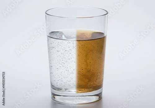 Split Glass Showing Dirty vs Clean Water Pollution Contrast