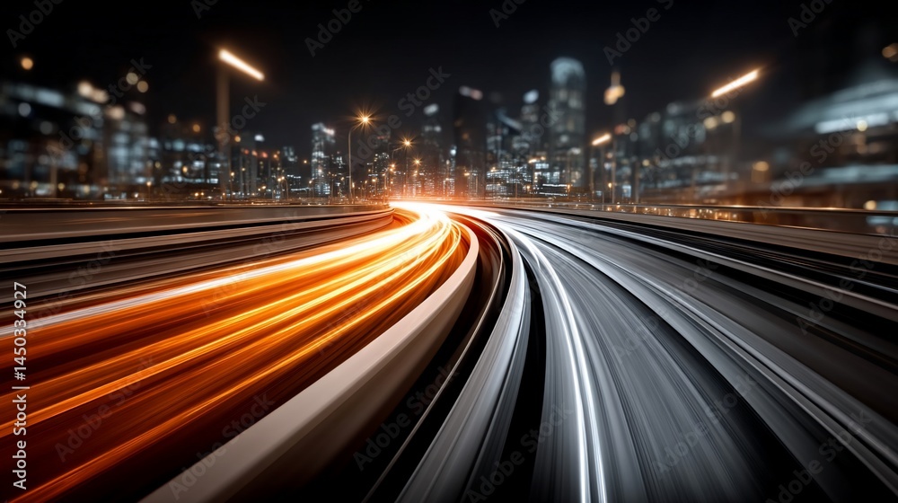 Fast train journey through the city at night Fast train journey through the city at night