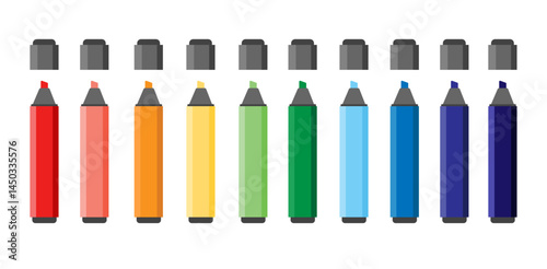 Colorful marker pens set. Highlighter pencil for school or kids
