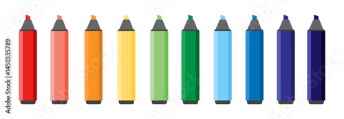 Colorful marker pens set. Highlighter pencil for school or kids