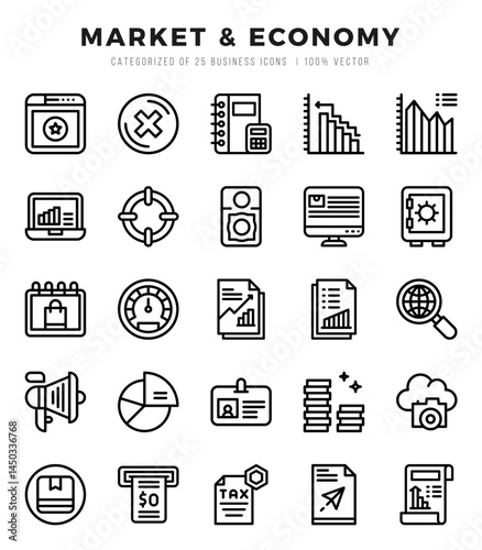 icons set. Market & Economy for web. app. vector illustration.
