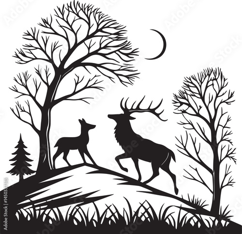 wild animals silhouettes
