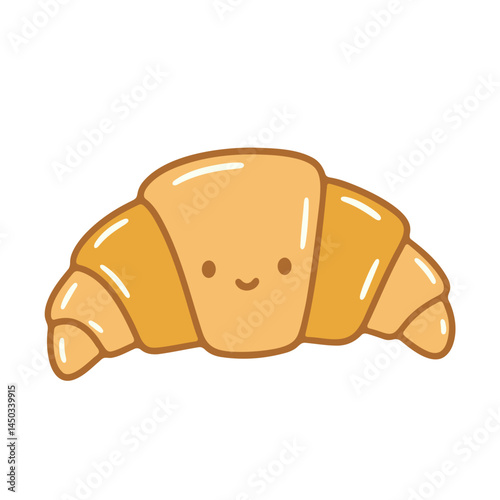 kawaii, cartoon, cute croissant, pastry character, soft colors, happy expression, simple line art style, digital illustration
