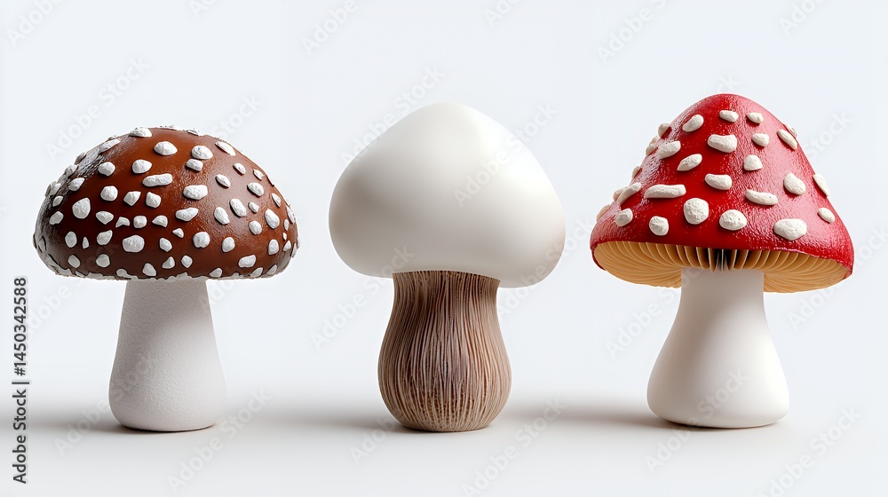 Obraz premium Mushrooms Illustration on White Background