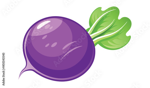 Single purple beetroot vegetable cartoon illustration