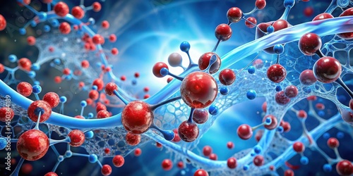 Molecules in a bloodstream moving through the capillaries with oxygen and nutrients being absorbed at the cellular level , absorption, capillaries