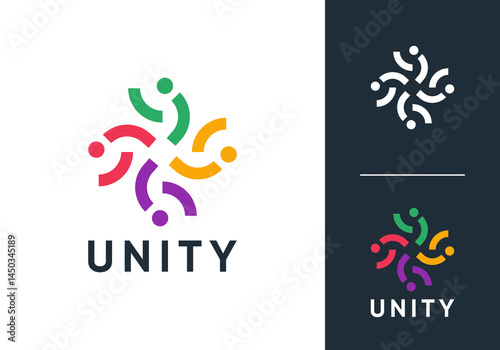 people community logo. abstract teamwork, human hub social design vector concept