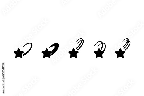 Falling Star Icons – Collection of Falling Star Symbol Silhouettes