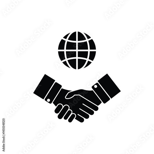 handshake like international partnership. concept of company or fund treaty and communication progress. simple flat style trend modern logotype art design illustration isolated on white background