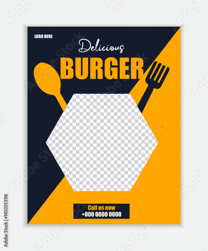 Fast food restaurant flyer template design. 