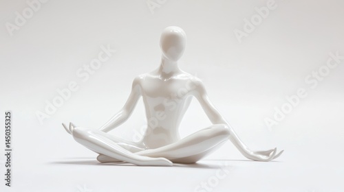 Mannequin figure mimicking a yoga stretch on a white background