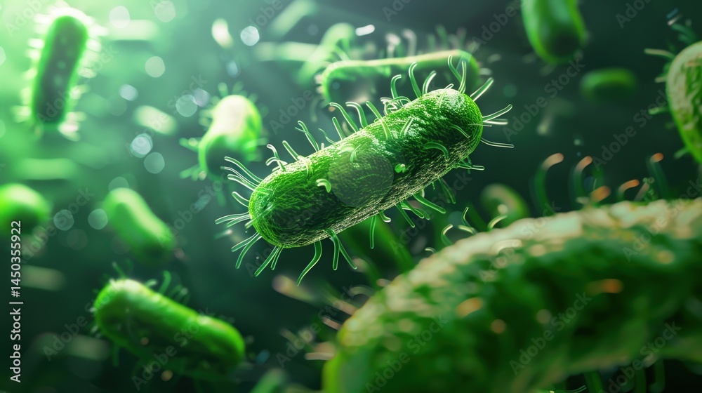 Fototapeta premium Various probiotic supplements in bottles and powders on a white surface..