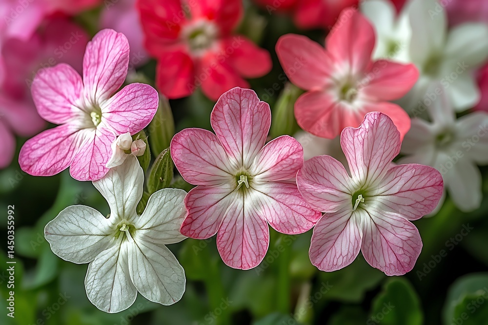 Close-up vibrant pink, white flowers Close-up vibrant pink, white flowers