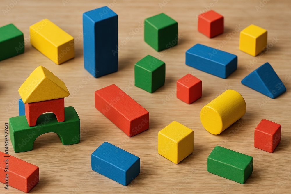 Fototapeta premium Colorful wooden geometric blocks