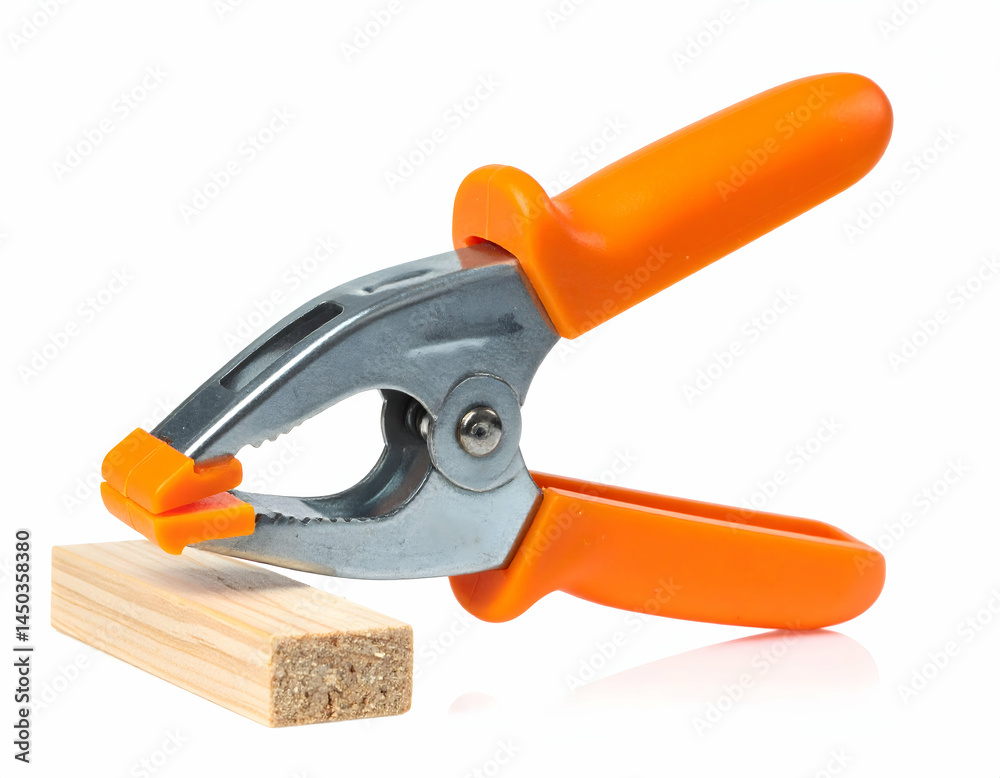 Orange Handle Metal Clamp On Light Wood Orange Handle Metal Clamp On Light Wood