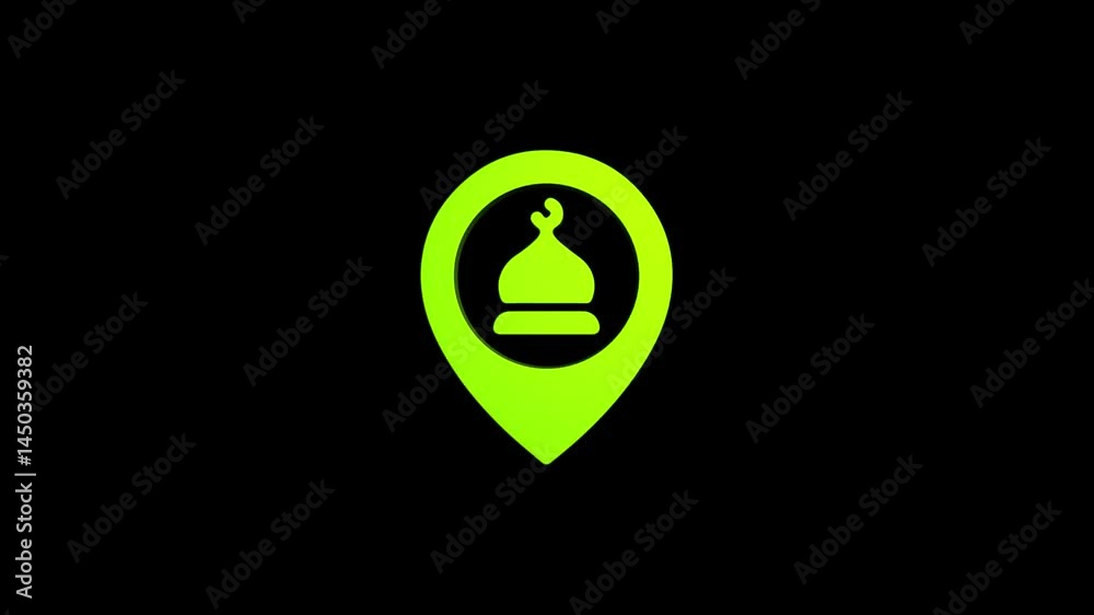 mosque location 3d pin animation of red spinning in Green, blue, black & white background. rotating on 4k graphic pins gps pointer map mosque location 3d pin animation of red spinning in Green, blue, black & white background. rotating on 4k graphic pins gps pointer map